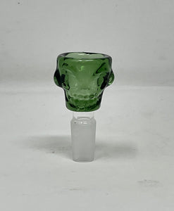 14mm Male Thick Green Glass Bowl Skull Design