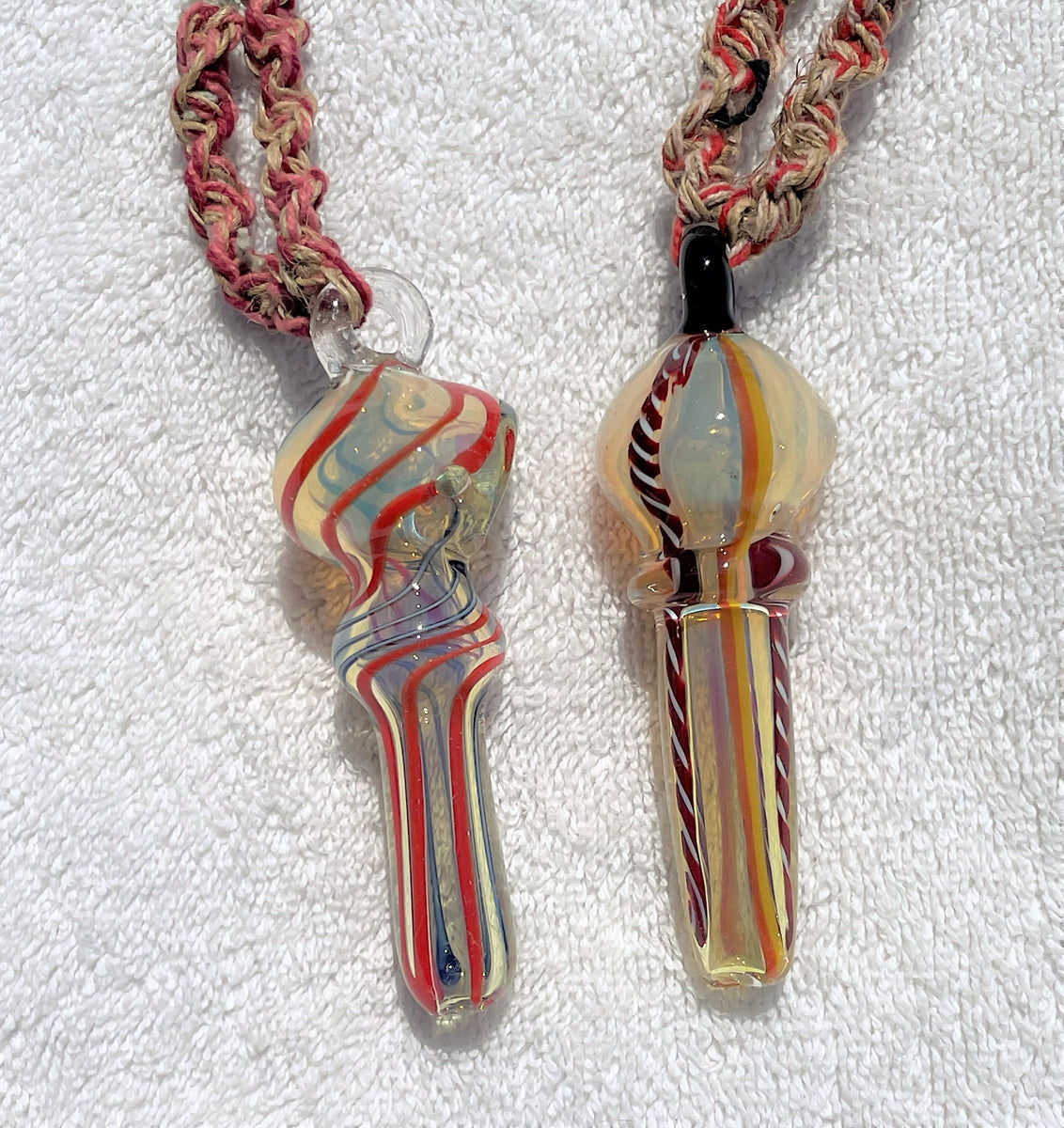 Natural Hemp Necklace with Functional Glass Hand Pipe (2 Pack)
