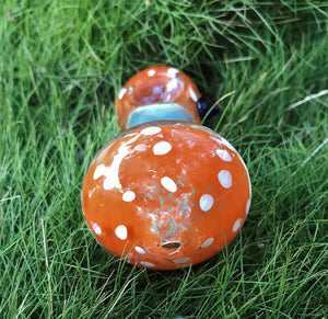 Collectible 4.5" Fumed Glass Handmade Mushroom Hand Pipe - Orangina