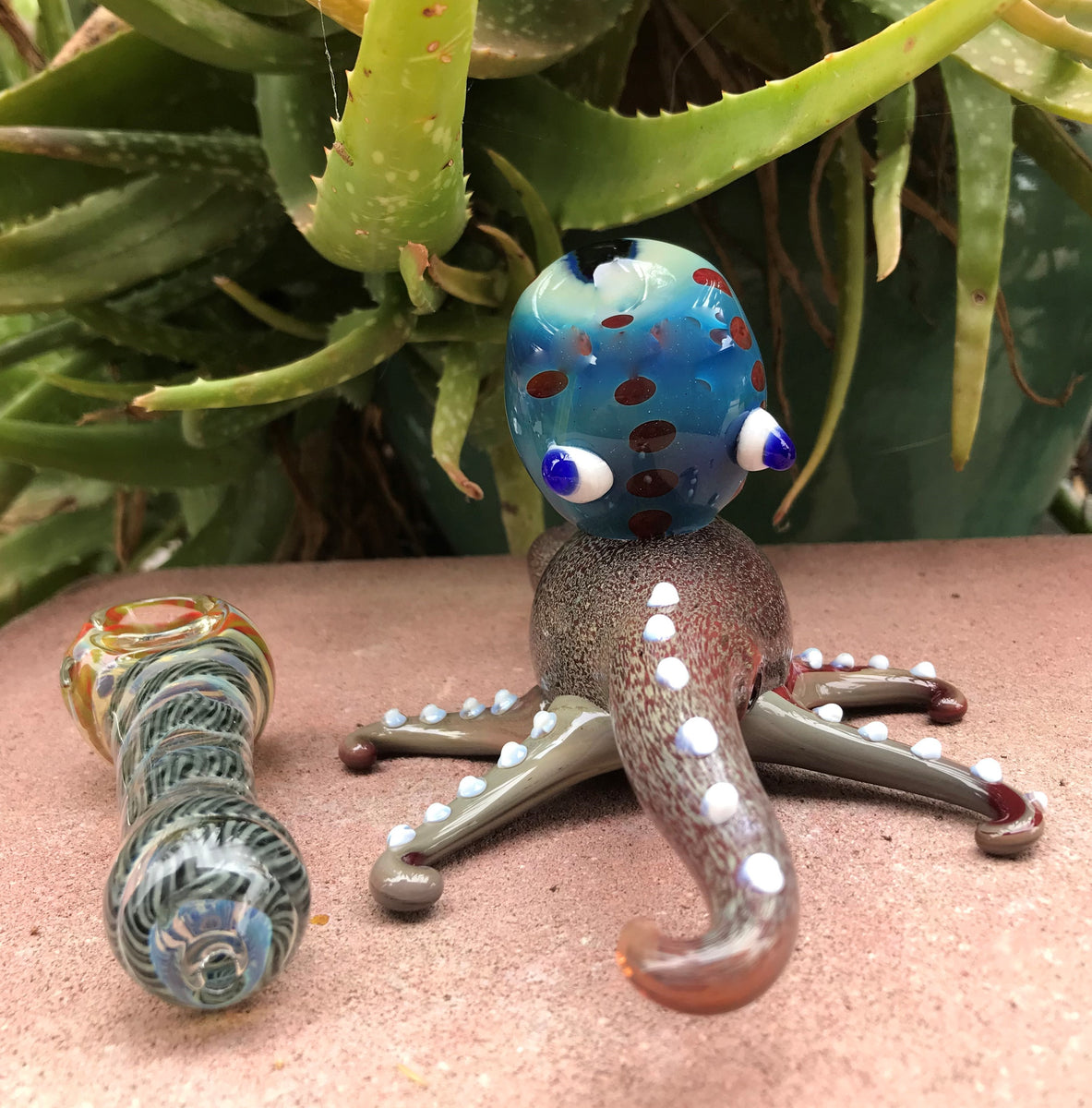 Glass Pipe 3 silver fumed octopus
