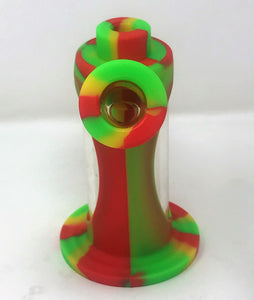 Glass and Silicone 7" Dab Rig Detachable Silicone Shower Perc 14mm Bowl Tool