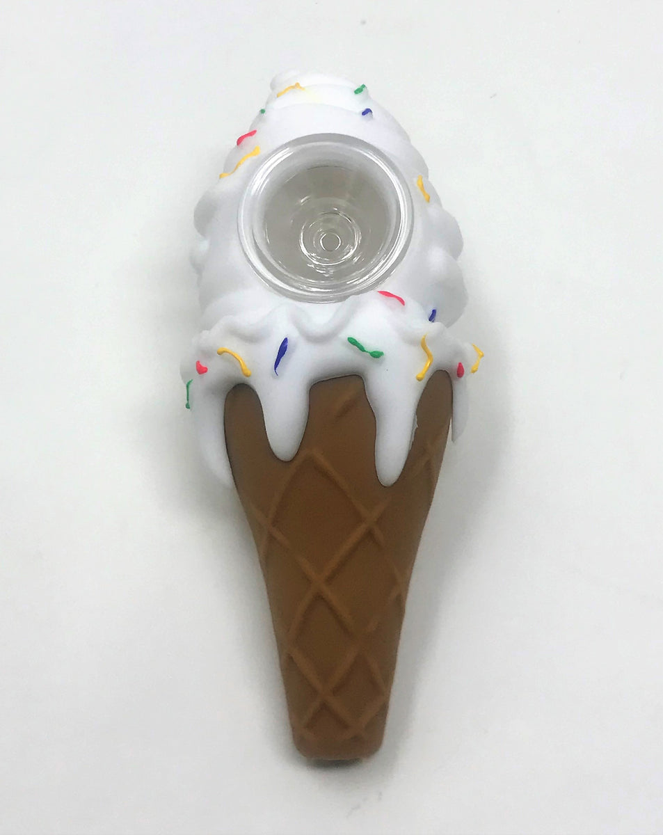 5 Ice Cream Cone Silicone Hand PipeDiff Colors-1,3 or 6 Pc — MJ Wholesale