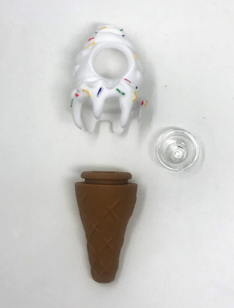 5 Ice Cream Cone Silicone Hand PipeDiff Colors-1,3 or 6 Pc — MJ Wholesale