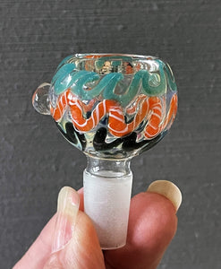 Handmade with Multi Color Swirl in Thick Glass 14mm Male Bowl