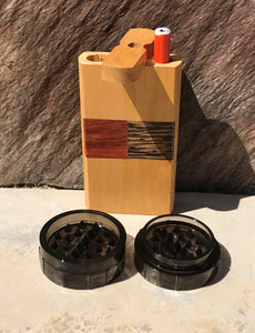 4" Swivel Cap Wood Dugout/Stash Box w/One Hitter & Grinder - Great Gift Set!