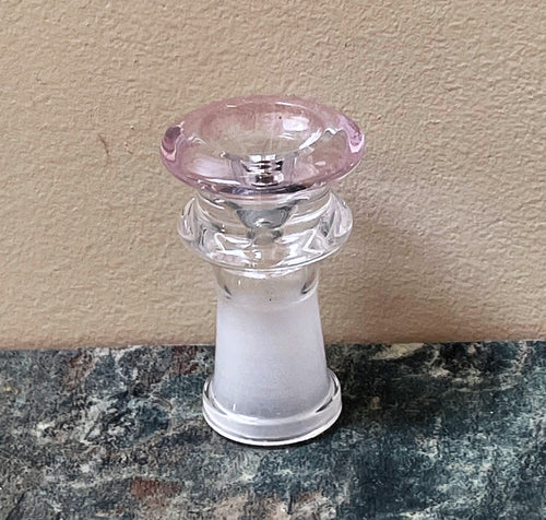 Thick Clear Glass with Pink Rim 14mm Female Slide Herb Bowl