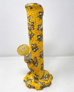 10" Unbreakable Silicone straight Bong Honeycomb & Bee Design