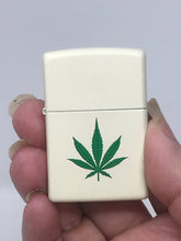 Zippo Lighter - Weed Leaf Design in Cream Matte