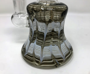 6" Thick Glass Beaker Rig w/Matching Design 14mm Male Bowl - B&W Swirl