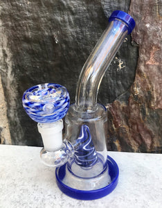 Thick Glass 6" Water Rig Colored Shower Perc. 14mm Male Glass Bowl - Royale