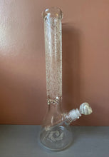 Beautiful Thick Heavy Glass 16" Beaker Bong w/Etched Design