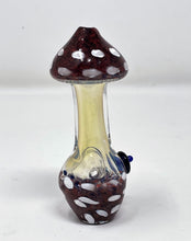 Collectible 4.5" Fumed Glass Handmade Mushroom Hand Pipe - Burgundy Frappe