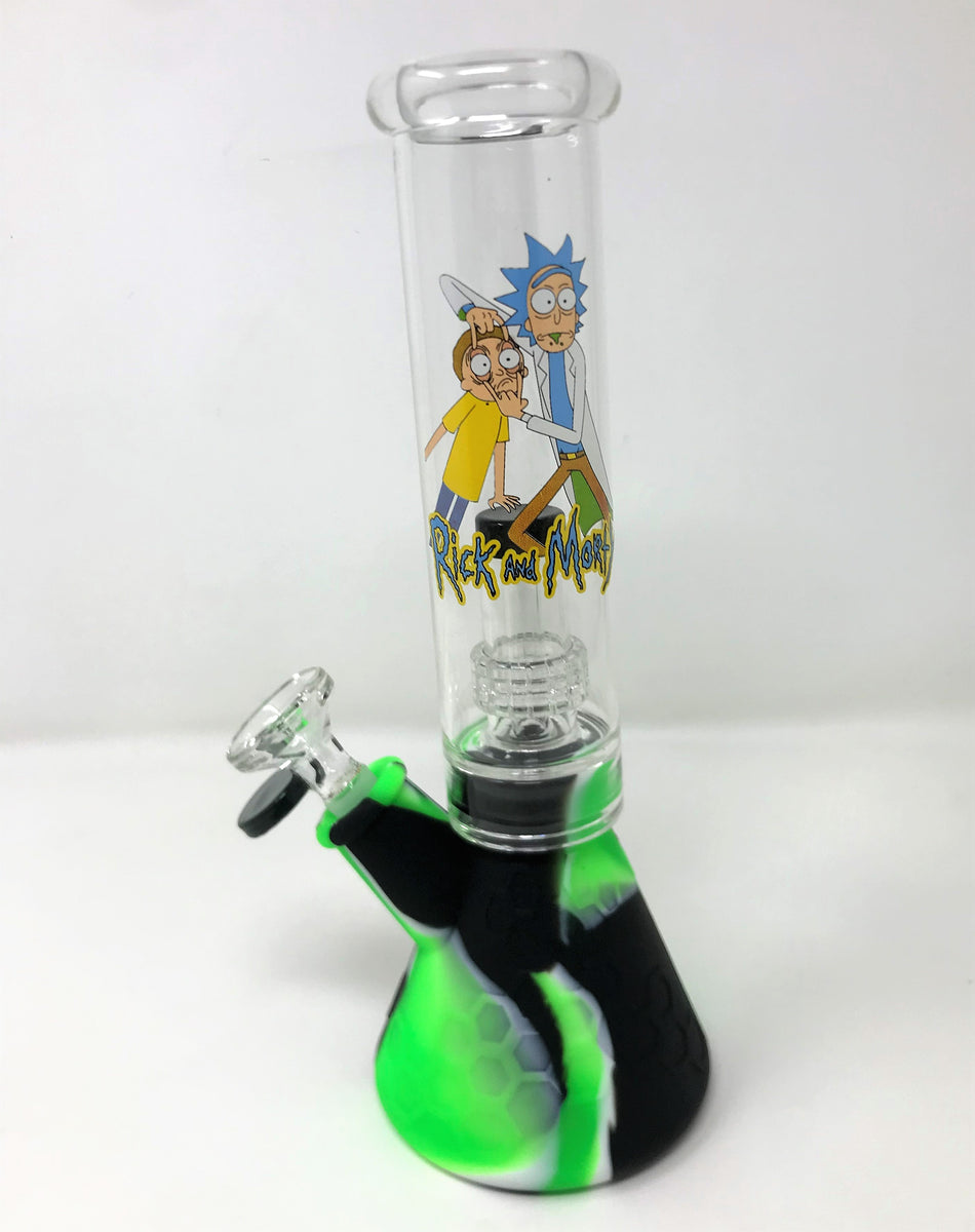 Collectible Silicone Detachable Beaker Bong Dome/Shower Perc Rick& Mor