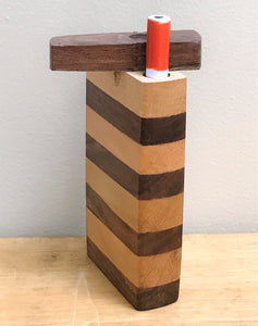 4" Swivel Top Wood Dugout w/One Hitter Bat & Cleaner - Striped Design