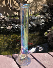 Elegant Transparent Shimmering Thick Glass Beaker 16" Bong Quartz Banger + Bowl - Waterside