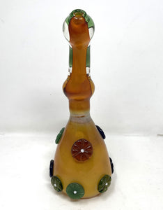 Beautiful Thick Glass 7.5" Beaker Bong with Glass Flower Decoration