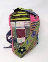 Beautiful Patch work Cotton Large Backpack - Flower Power Sash