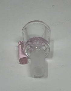 Beautiful Thick Glass 14mm Male Bowl Pink Handle & Pink Glass Screen built in