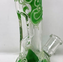 Beautiful Green & Flower Design Best 8.5" Beaker Rig w/Glow in the dark Design