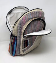 Great for on the Go! Pure Hemp Stripe Handmade Hemp Backpack with Laptop Sleeve