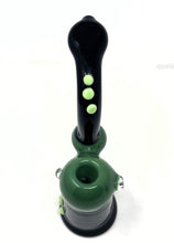 Thick Glass Large 8" Bubbler - Black & Green