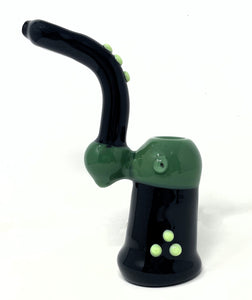 Thick Glass Large 8" Bubbler - Black & Green