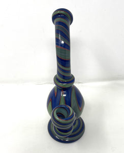 Beautiful Handmade Swirl colors Thick Glass 8.5" Bubbler