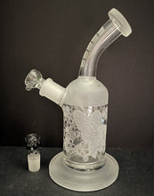 Best Thick Glass 9" Rig Shower Perc with Bee & Honey Comb Etched - 2 Bowls