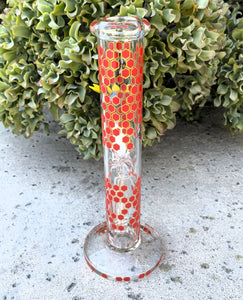 Collectible Handmade 10" Straight Bong w/honey comb Design Flower w/Bee Bowl