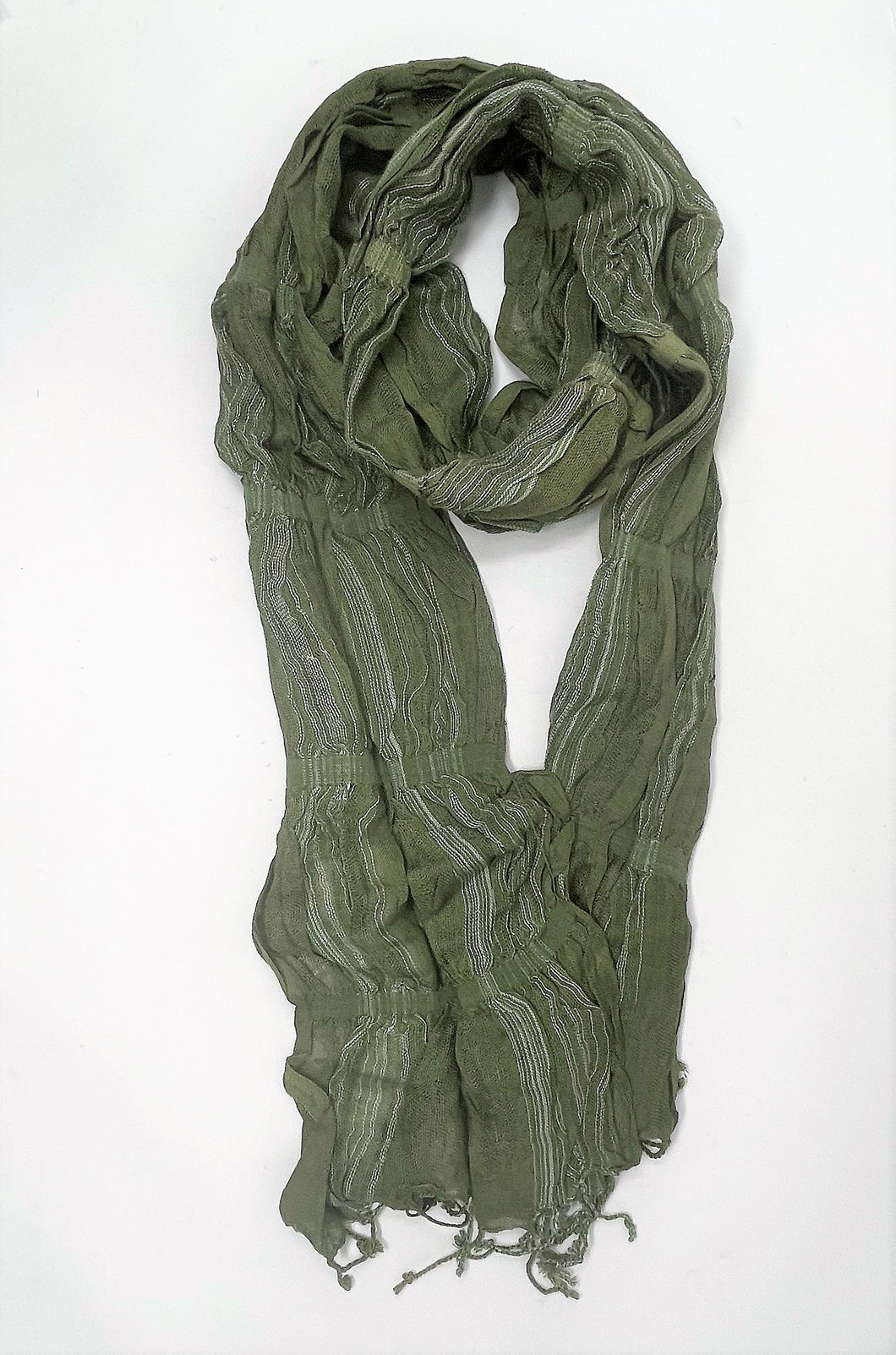 Green with Silver Stripes Thin & Lightweight Fashion Scarf