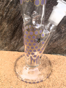 Collectible Handmade 10" Straight Bong w/honey comb Design Flower w/Bee Bowl