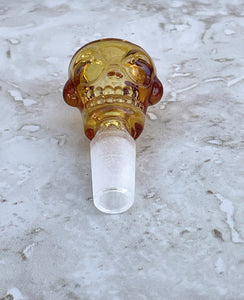 14mm Thick Amber Glass Bowl Skull Design