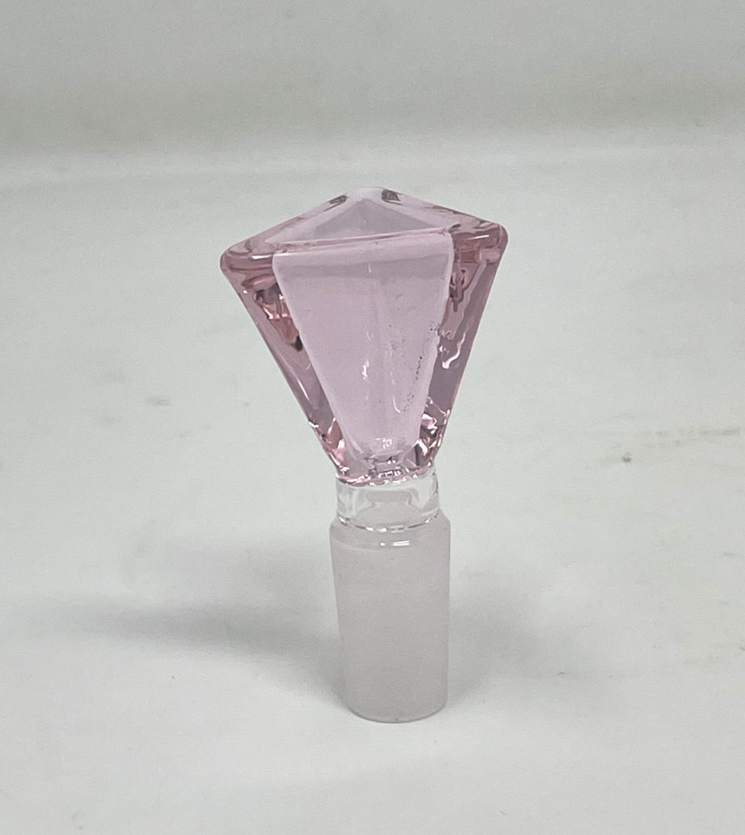 14MM Male Thick Transparent Pink Glass Triangle Bowl