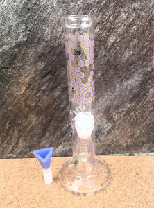 Collectible Handmade 10" Straight Bong w/honey comb Design