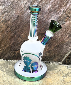 Collectible Frosted & Iridescent Thick Glass 8.5" Bong - Character Design