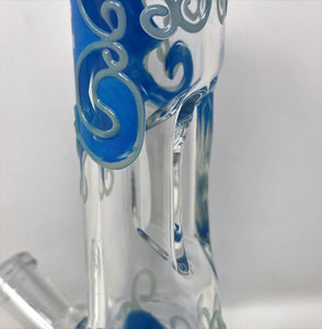 Beautiful Blue & Flower Design Best 8" Beaker Rig w/Glow in the dark Design