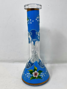 Beautiful Blue Berry & Flower Design Best 8" Beaker Rig w/Glow in the dark Design