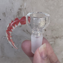 14mm Male thick glass bowl with Red Swirl in Horn