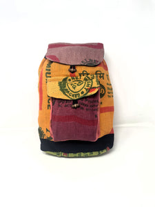 100% Recycled Jute Large Bag Backpack with Drawstring Closure & Flap to cover