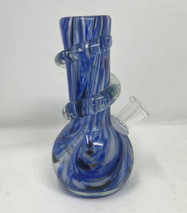 Blue Design 6" Thick Soft Glass Stem Attached w/Screen Bowl Swirl Glow the dark