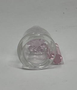 Beautiful Thick Glass 14mm Male Bowl Pink Handle & Pink Glass Screen built in