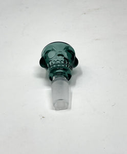 14mm Male Thick Forest Green Glass Bowl Skull Design