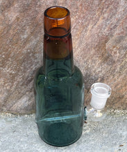 Collectible Thick Green & Brown Glass 6.5" Bong Bottle Design