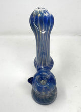 Thick Blue Stripe Glass 7" Bubbler Handmade