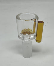 Beautiful Thick Glass 14mm Male Bowl with Amber Glass Screen built in