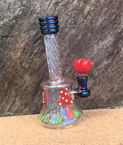 Collectible Handmade Thick Glass 8" Bong Mushroom design