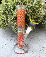 Collectible Handmade 10" Straight Bong w/honey comb Design Flower w/Bee Bowl