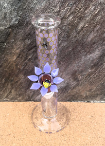 Collectible Handmade 10" Straight Bong w/honey comb Design Flower w/Bee Bowl