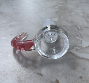 14mm Male thick glass bowl with Red Swirl in Horn