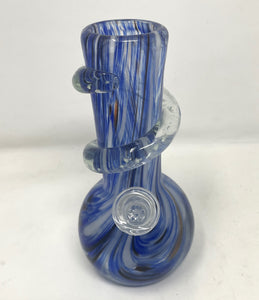 Blue Design 6" Thick Soft Glass Stem Attached w/Screen Bowl Swirl Glow the dark